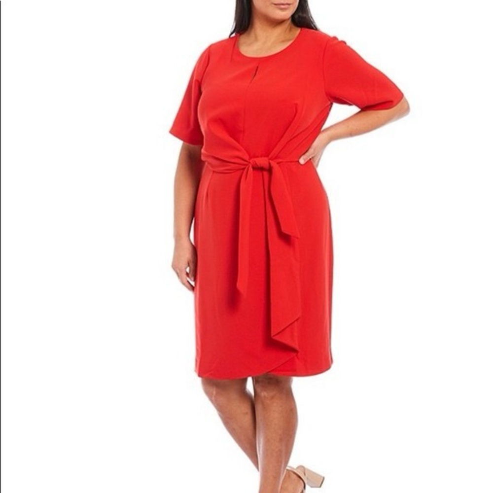 Tahari Vibrant Red Midi Dress